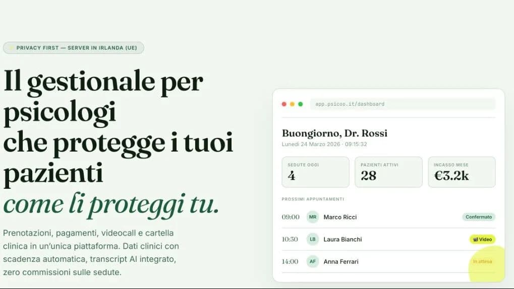 Psicoo-Il gestionale per psicologi che protegge i tuoi pazienti come li proteggi tu.