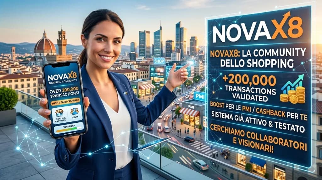 Novax8: Piattaforma Attiva (+200k TX). Cerchiamo Lead per Rete PMI Unisciti a Novax8: La Shopping Community che Rivoluziona le PMI