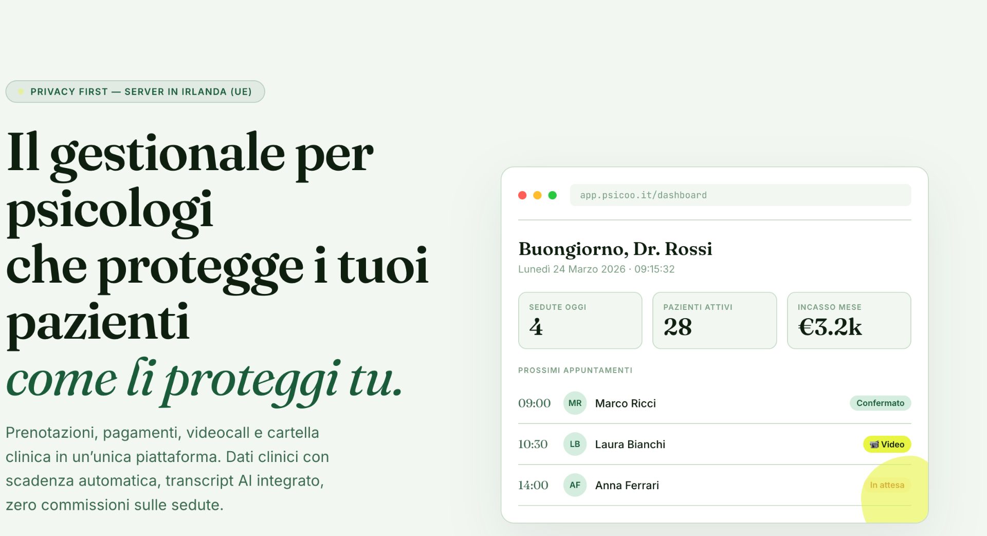 Psicoo-Il gestionale per psicologi che protegge i tuoi pazienti come li proteggi tu.